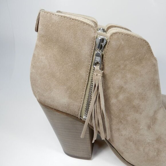 RAG & BONE Margot Ankle Boots Booties 40 9.5 10 Fringe Beige Suede Dual Zip NEW - Picture 7 of 12